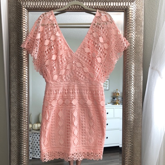 Impressions Dresses & Skirts - Pink lace dress